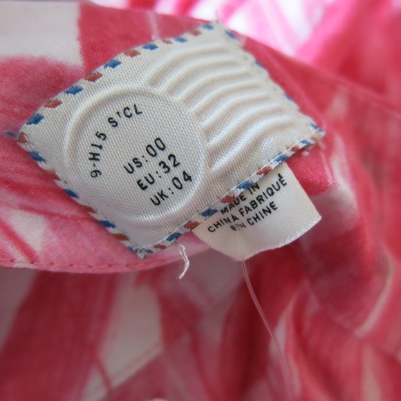 Postmark Anthropologie Empire Waist Feather Print Side Zip Summer Dress Size 00 - Picture 9 of 11